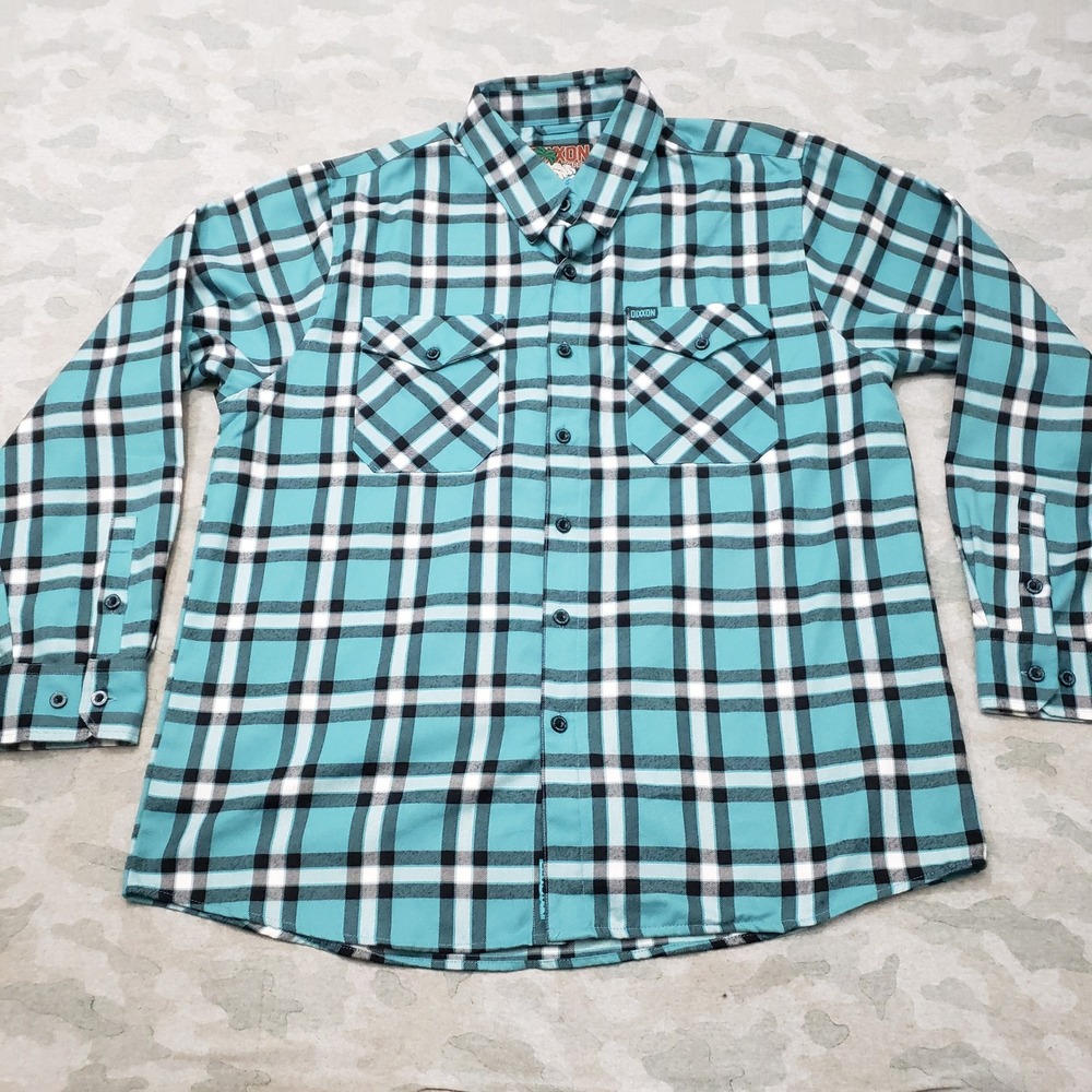 Dixxon Flannel Shirt Mens 2XL Green Plaid Cancun D-Tech Long Sleeve Button Up